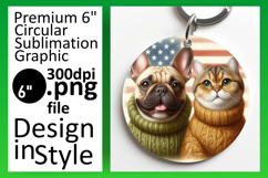 Playful Round Design for Keychains , Dog and cat Product Image 1
