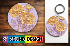 Charming Round Design Keychain Template , Beauty Flower Product Image 1