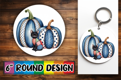 Blissful Keychain Circle PNG Style, Pumpkin Watercolor Product Image 1