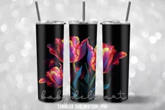 Neon Tulip Tumbler Wrap Sublimation Designs Product Image 3