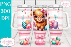 Cute Easter 40 oz tumbler wrap| Highland cow 40oz tumbler Product Image 2