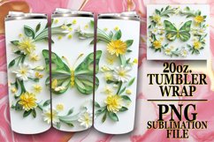 Spring Blossoms Butterfly Tumbler Wrap - 20oz 3D Product Image 1