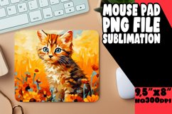 Cute Floral Kitty Mouse Pad for Print PNG Product Image 1