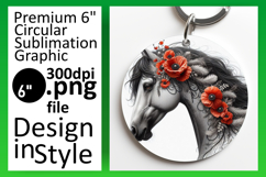 Unique Round Design Keychain Template , Horse Product Image 1