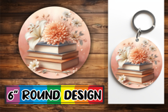 Timeless Keychain Circle Design, Book and flower Product Image 1