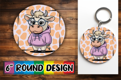 Radiant Circle Car Coasters, Cute Cow Product Image 1