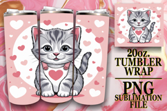 Vibrant Skies 20oz tumbler wrap, Valentines Cat Product Image 1