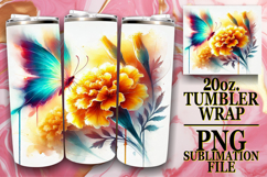 Lively Sublimation 20oz tumbler wrap, Butterfly Product Image 1