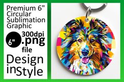 Creative Colorful Dog Round Design Keychain Art Product Image 1