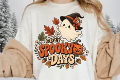 Cozy Spooky Days Ghost Pumpkin PNG, Cute Halloween Witch Product Image 3