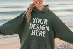 Forest Green Gildan 18500 Hoodie Sweatshirt Mockup, 185 mo Product Image 1