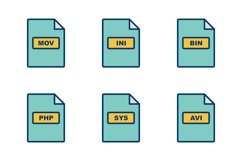 Set Of File Formats Icons Product Image 1