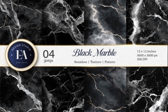 Black Marble Silver Veins Luxury Stone Digital Paper Product Image 1
