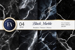 Luxury Black Marble with Silver Veins Digital Paper Product Image 1