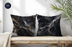 Black Marble Stone Texture with Silver Veins Digital Paper Product Image 2