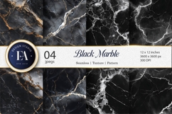 Black Marble Stone Texture with Silver Veins Digital Paper Product Image 1