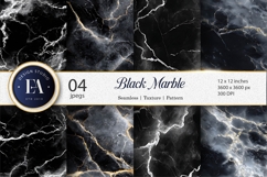 Black Marble Stone Texture with Silver Veins Digital Paper Product Image 1