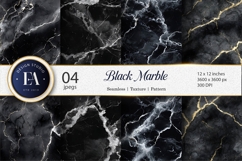 Silver Veins Black Marble Dramatic Texture Digital Paper Product Image 1