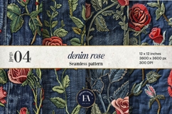Embroidered Denim Digital Paper| Rose Denim Pattern Product Image 1