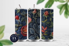 Embroidered Denim Digital Paper| Rose Denim Pattern Product Image 2