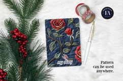 Embroidered Denim Digital Paper| Rose Denim Pattern Product Image 4