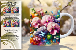 Cute 15oz Mug Wrap Png Artwork , Flowers Product Image 1