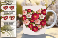 Glamorous 15oz Mug Wrap Png Template , Flowers Heart Product Image 1