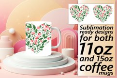 Sublimation Mug Wrap with Heart Floral Product Image 1