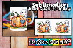 Dreamy vibes 11oz 15oz sublimation wrap, Pumpkin Watercolor Product Image 1