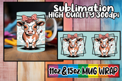 Radiant moments sublimation mug wrap, Cute Cow Product Image 1