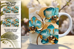 Stylish 15oz Mug Wrap Png Artwork , 3D Flower Product Image 1
