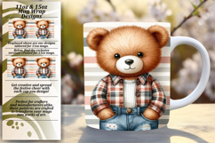 Floral 11oz Mug Wrap Png Template , Teddy Bear Product Image 1