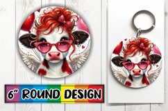 Radiant Circle Sublimation Keychains, Valentines Product Image 1