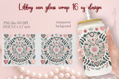 Boho Valentine pattern Libbey Can Glass Wrap 16oz design png Product Image 1