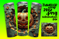 VIBRANT 20oz Tumbler Artwork for DIY , 3D Pumpkin Product Image 1