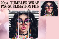 Melanin Majesty: Striped Portrait Pattern Tumbler Sublimatio Product Image 1