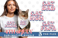 American Cat Mama Papa 4th of July USA Paw DTF PNG Bundle Product Image 1