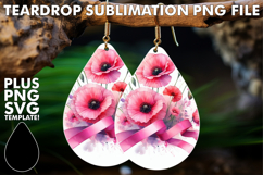 Sweet Teardrop Earrings PNG Art, Flowers Product Image 1