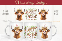 Easter highland cow with bunny mug wrap sublimation design Product Image 1