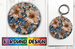 Glittering Blossom Sparkle Sublimation Circle: Keychain, Coa Product Image 1