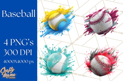 Baseball Clipart PNG with Team Color Paint Splash Background Product Image 1