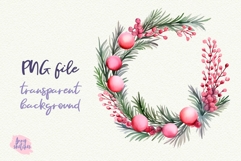 Christmas Wreath PNG Pink Coquette Christmas Clipart Product Image 1