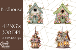 Cottagecore Birdhouse Clipart PNG, Whimsical Fairy Houses Product Image 1