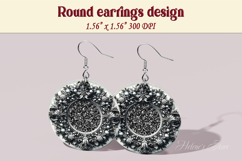 Vintage pattern earrings | Silver Round Earring sublimation Product Image 1