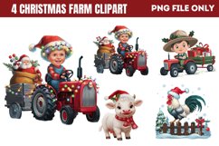 Cute Watercolor Christmas Farm Clipart PNG Product Image 1
