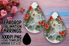 3D Floral Hole Teardrop Earrings Sublimation for Flower Product Image 1