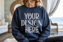 Navy Gildan 18000 Sweatshirt Model Mockups, Product Image 1