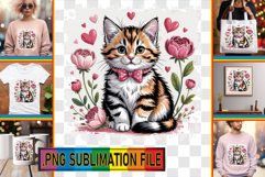 Elegant Tote Bag Ideas PNG, Valentines Cat Product Image 1