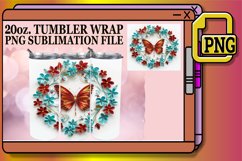 3D Spring Garden Tumbler Wrap - 20oz Butterfly Blooms Product Image 1