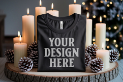 Christmas Bella Canvas 3001 Black Folded Tshirt Mockup Product Image 1